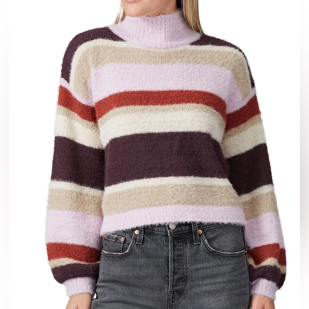 HYFVE Women's Striped Sweater - Red, Purple, Cream